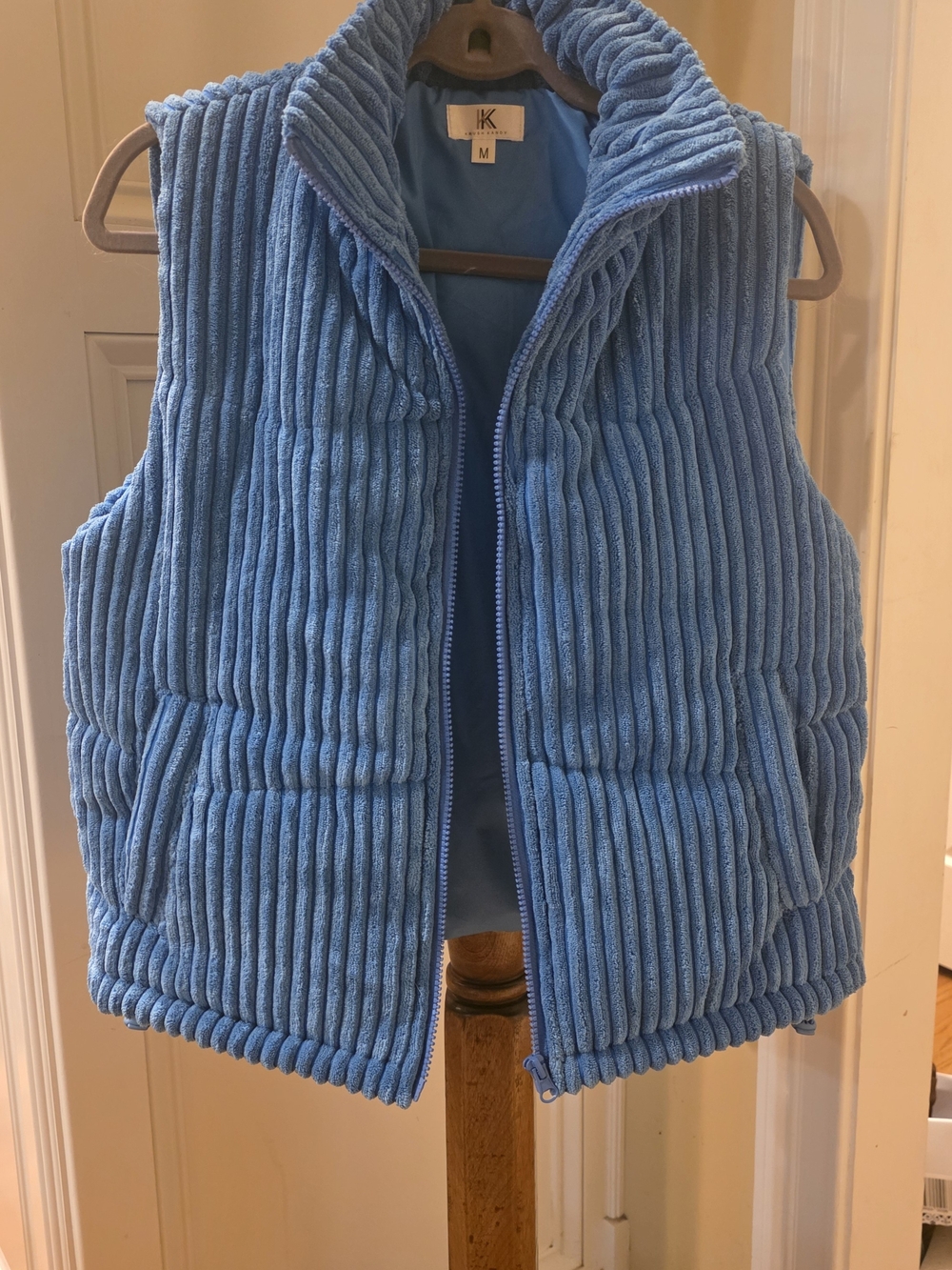 Cozy Ribbed Puffer Vest in Light Blue - Women.  NWOT!